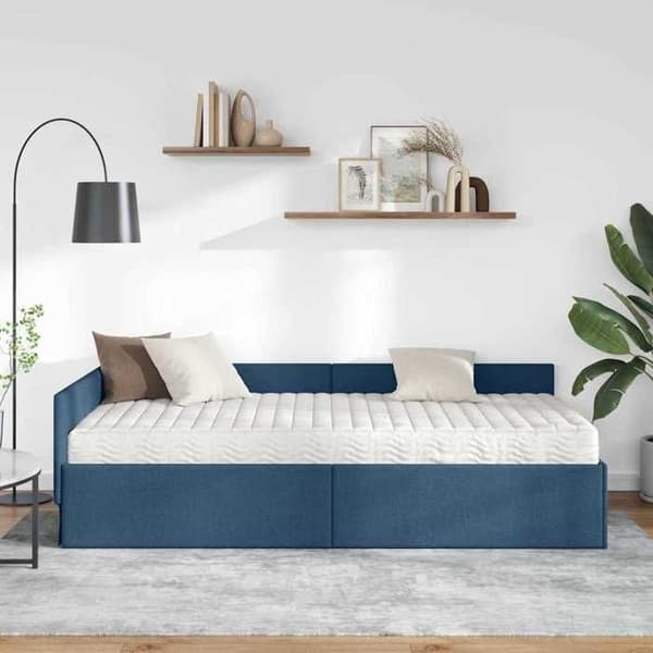 Maison Exclusive - Hörnsängram med madrass 2 pc Blå 90 x 190 cm tyg Blå