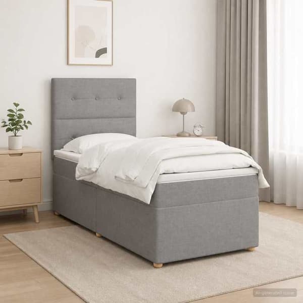 Maison Exclusive - Boxspring säng med madrass Ljusgrå 90 x 190 cm Tyg Ljusgrått