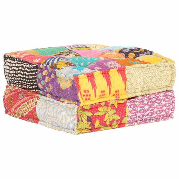 Pouf - MAISON EXCLUSIVE - Patchwork - 60 x 70 x 36 cm - Gul - Stof
