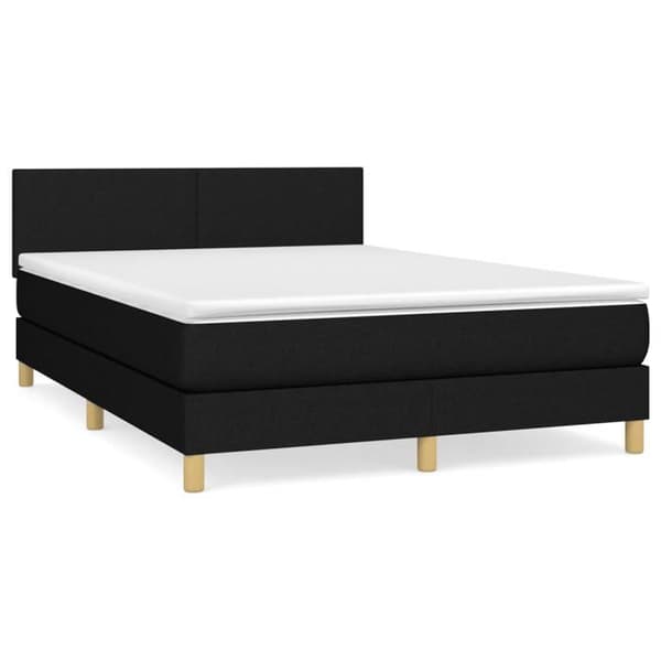Maison Exclusive - Sengebund med lameller og madras Sort 140x200 cm Stof