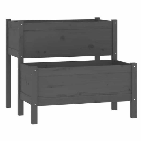 Maison Exclusive - Grå Blomlåda 84,5x84x75 cm Massivt furu