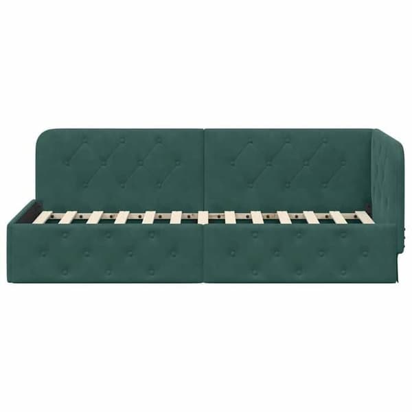Maison Exclusive - Mörkgrön hörnsängram 80 x 200 cm Sammet Mörkgrön