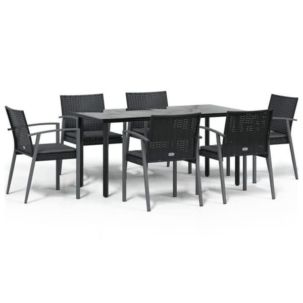 Maison Exclusive - Trädgårdsset 7 delar med kuddar i flätad resin och stål