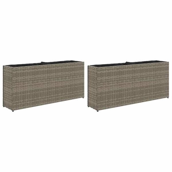 Maison Exclusive - Blomlådor med 2 krukor 2 st grå 90x20x40 cm flätad resin Grå