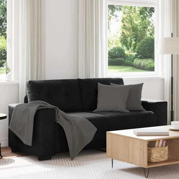 Maison Exclusive - Musta kaksipaikkainen sohva 180x77x82 cm samettia