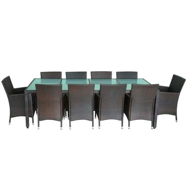 Maison Exclusive - Utomhusmatgrupp med kuddar 11 delar i flätad resin