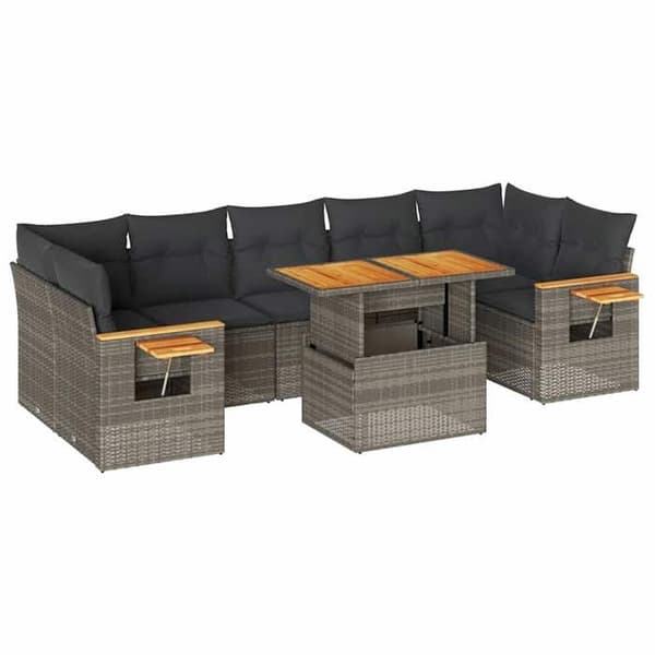 Maison Exclusive - Trädgårdsmöbler med kuddar 8 delar grå flätad resin akacia grå