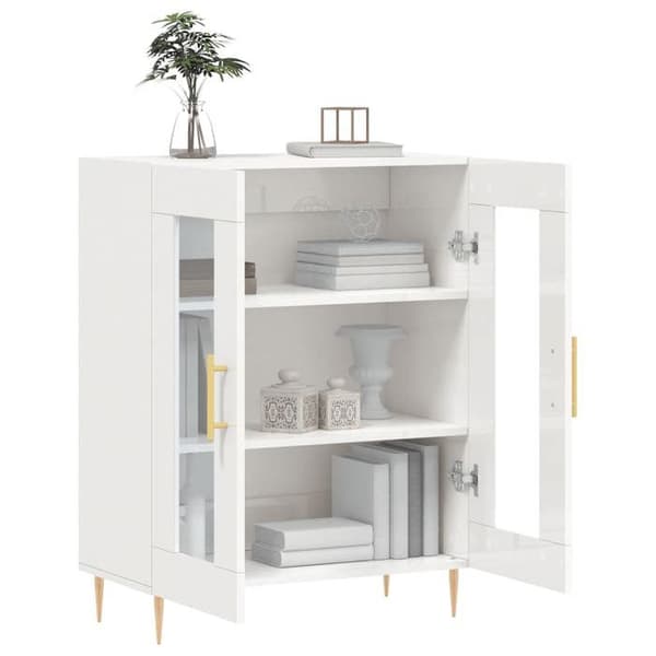 Maison Exclusive - Hvid glans buffet 69,5x34x90 cm Ingeniørtræ
