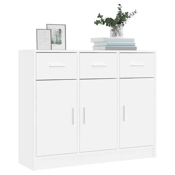 Buffet - EKSKLUSIVT HUS - 91 x 28 x 75 cm - Hvid - Ingeniørtræ - Døre, stort opbevaring Vit