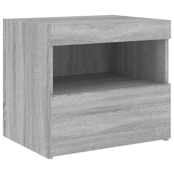Maison Exclusive - Natbord med LED-lys sonoma grå 50x40x45 cm sonoma grå