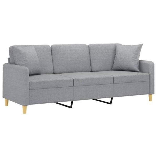 3-sitssoffa - Maison Exclusive - ljusgrå - tyg 100% polyester - robust metallram ljusgrått