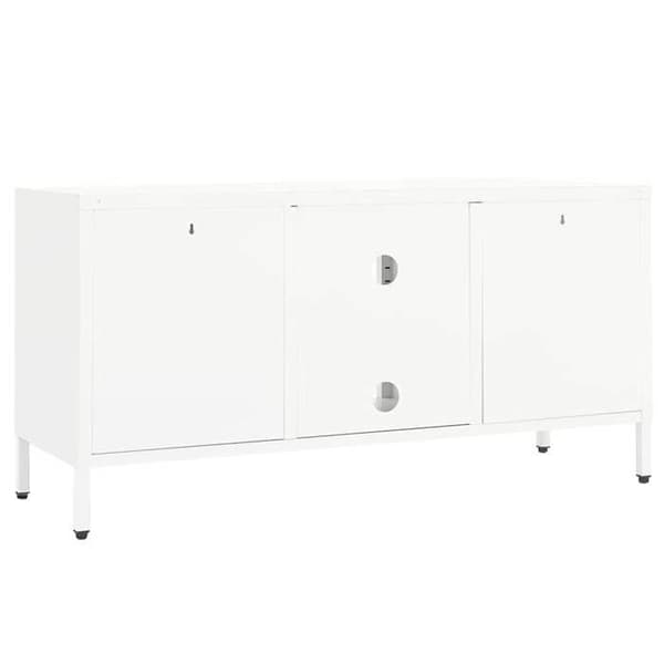 Maison Exclusive - TV-møbel Hvid 105x35x52 cm Stål og glas