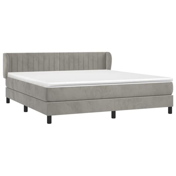 Maison Exclusive - Seng solid bund med socker og madras Grå 160x200cm Velour