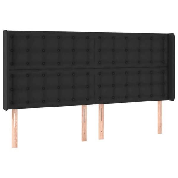 Maison Exclusive - LED Hovedgærde Sort 203x16x118/128 cm Syntetisk Læder