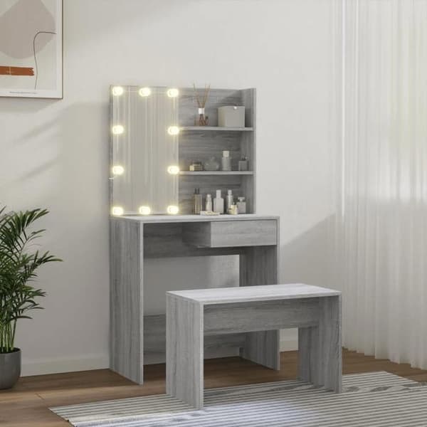 Maison Exclusive - Sminkbord med LED Sonoma grå Ingenjörsträ Sonoma grå