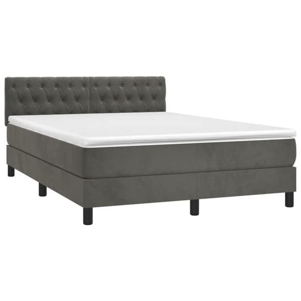 Maison Exclusive - Seng med lameller og madras LED Mørkegrå 140x190 cm