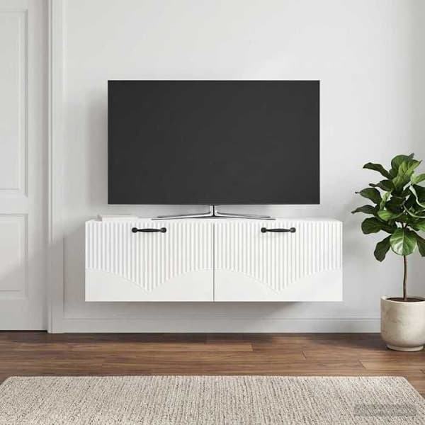 Maison Exclusive - Väggmonterad TV-möbel Väggmontering Vit glansig 98 x 31 x 30 cm