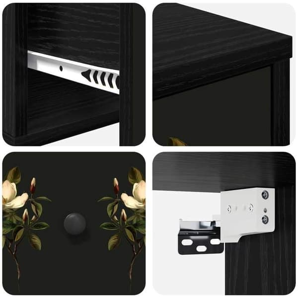 Maison Exclusive - Væghængt natbord BREMEN Sort eg 36 x 33 x 25 cm