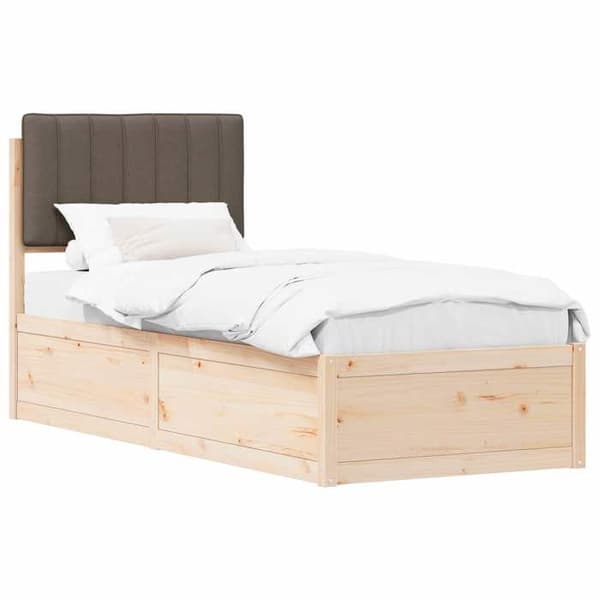Maison Exclusive - Vuodekehys pehmustetulla päädyllä, taupe 75 x 190 cm Mol