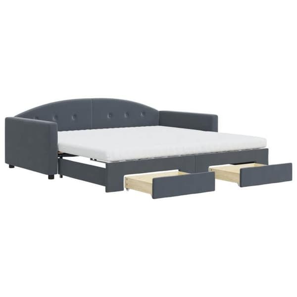 Maison Exclusive - Dagbädd och utdragssäng med mörkgrå lådor 100x200 cm sammet Mörkgrå