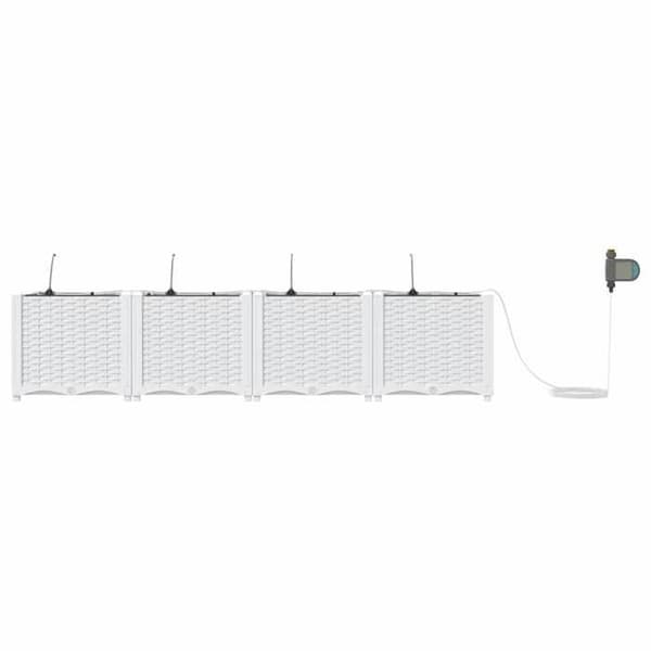 Rektangulär kruka - EXKLUSIV HEM - Pack 4 - Vit - 160 x 40 x 37,5 cm - Väderbeständig PP Vit