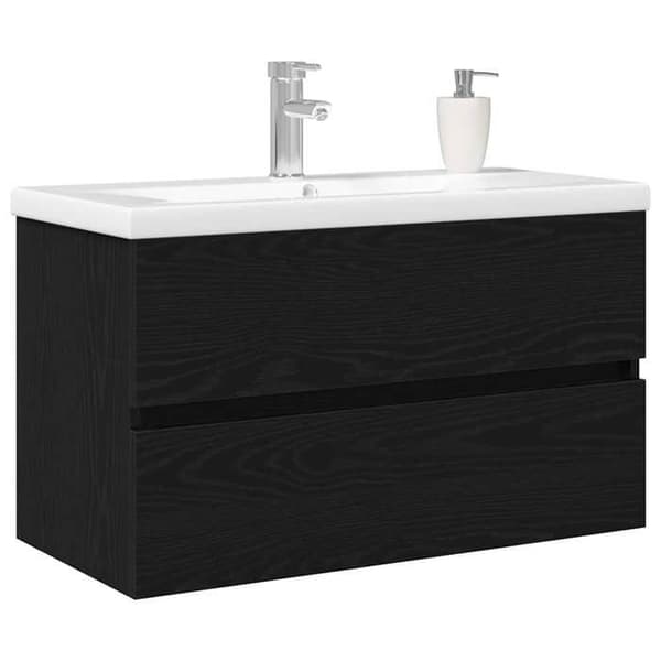 Maison Exclusive - Badeværelsesvaskeskab i sort eg 80 x 39 x 62 cm