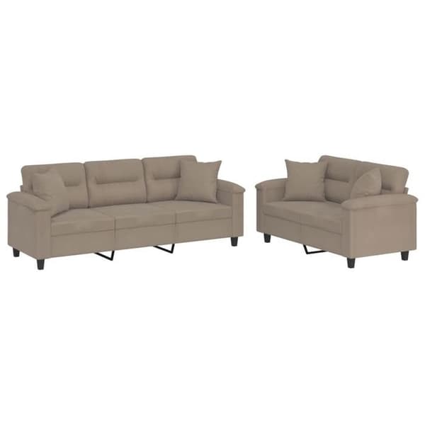 Maison Exclusive - Sæt af 2 sofaer med puder Taupe Mikrofiberstof