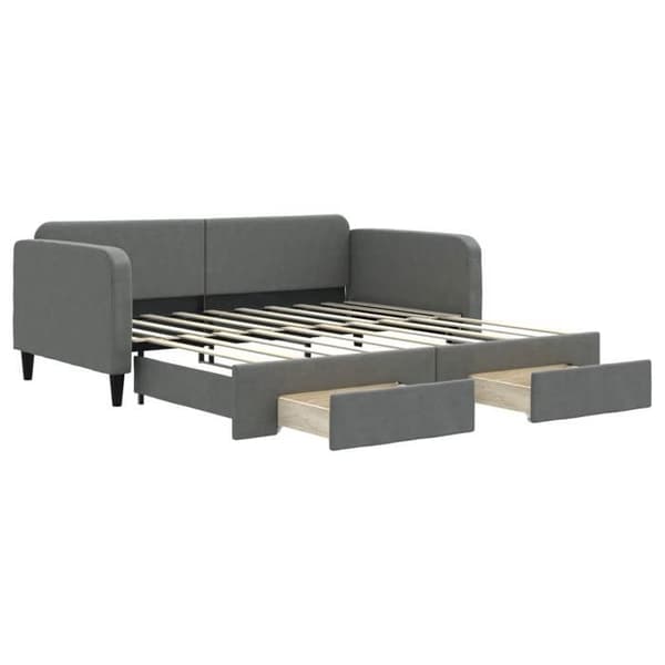 Päivävuode - EXCLUSIVE-KOTI - 90 x 190 cm - 2-in-1 vuode - 2 laatikkoa - Harmaa kangas
