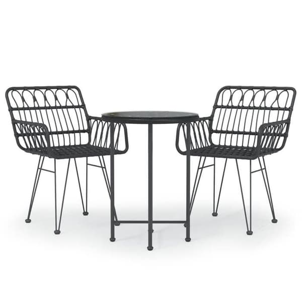 Maison Exclusive - Trädgårdsset 3 delar Svart Flätad Resin