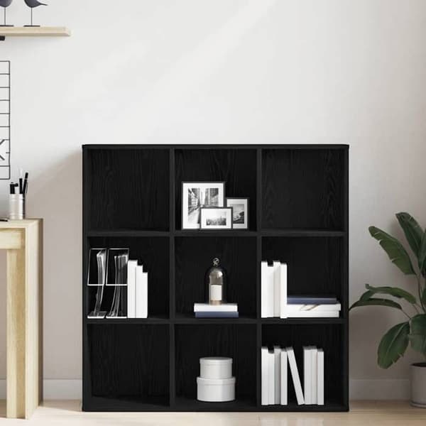 Maison Exclusive - Bibliotek i sort egetræ 98 x 29 x 97,5 cm ingeniørtræ