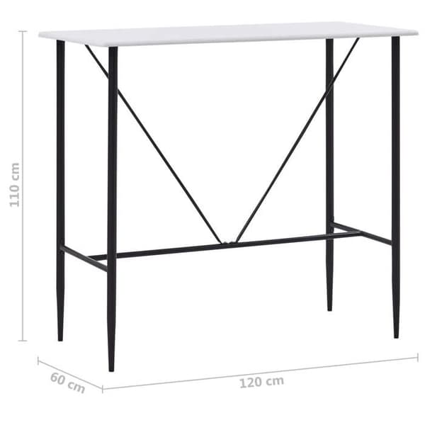 Barbord - Exklusivt Hem - Matt vit - 120×60×110 cm - MDF & stålben