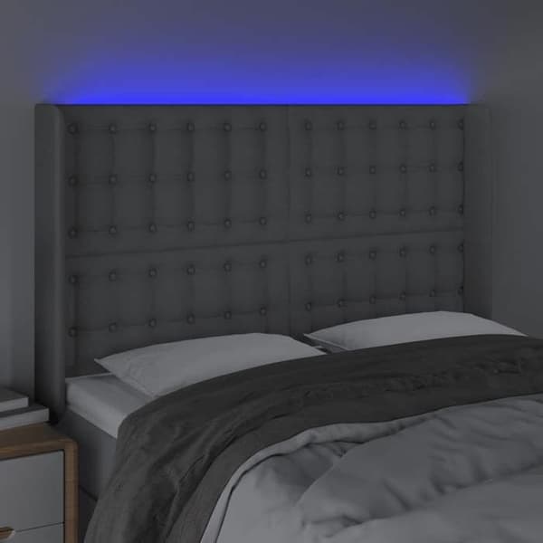 Maison Exclusive - LED-päätyharso Vaaleanharmaa 147x16x118/128 cm Kangas ljusgrått