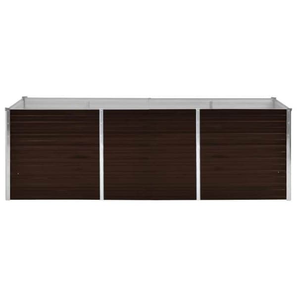 Rektangulær plantekasse - EKSKLUSIV HUS - 80x40x40 cm - Galvaniseret stål - Brun - Klar til montering brun