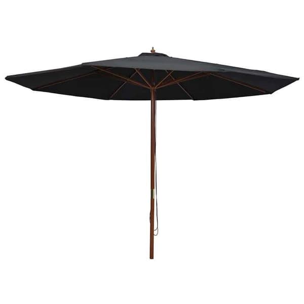 Maison Exclusive - Udendørs parasol med træstang 350 cm Sort