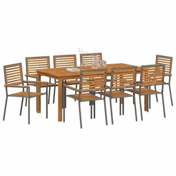 Maison Exclusive - 9 osan ruokailuryhmä puutarhaan Harmaa