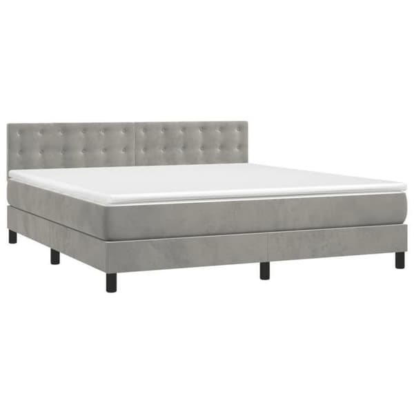 Maison Exclusive - Seng solid bund med socker og madras Grå 160x200cm Velour