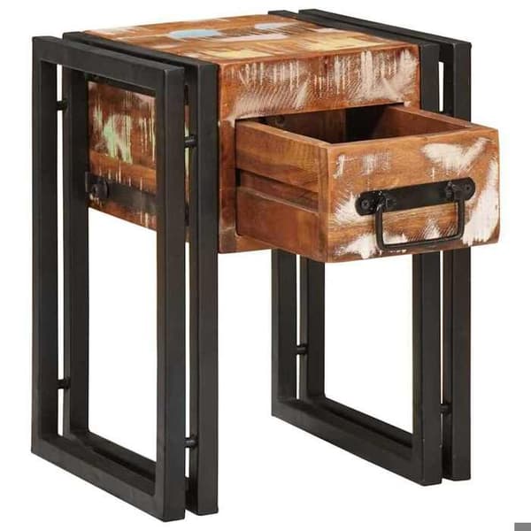 Maison Exclusive - Sidobord med låda 30 x 30 x 40 cm Solid Återvunnet Trä