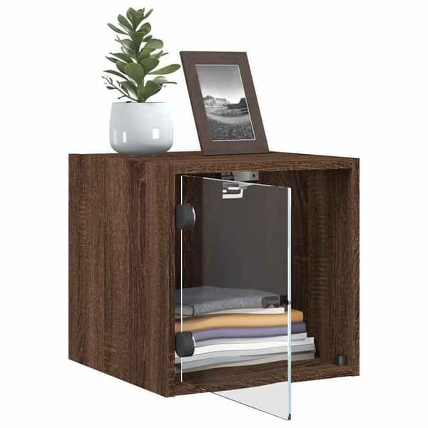 Maison Exclusive - Natborde og glasdøre 2 stk. egetræ brun 35x37x35cm brun ek