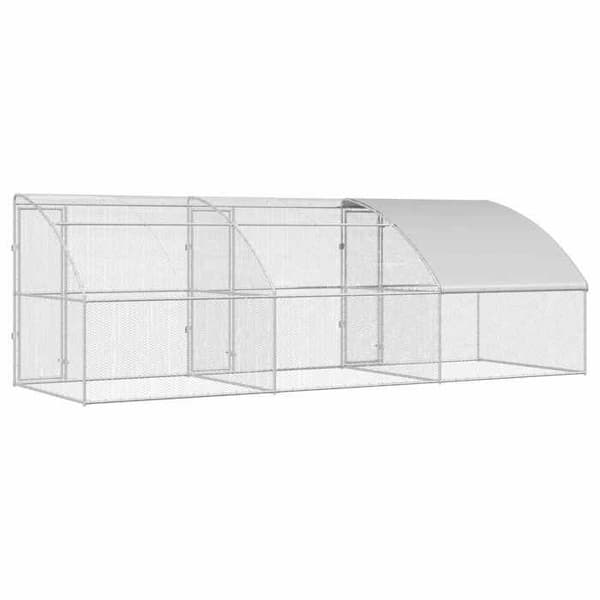 Maison Exclusive - Hønsebur med 3 døre 3 dele Sølv 600x200x200cm