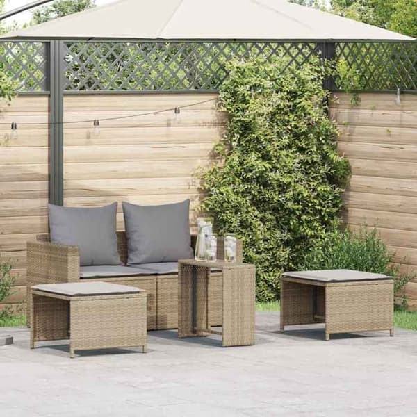 Maison Exclusive - Havegruppe 5 stk med stabelbare puder i beige polyrotin