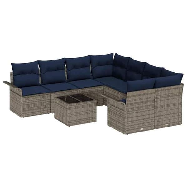 Maison Exclusive - 9-delt have-sofa sæt i grå og marine polyrotin