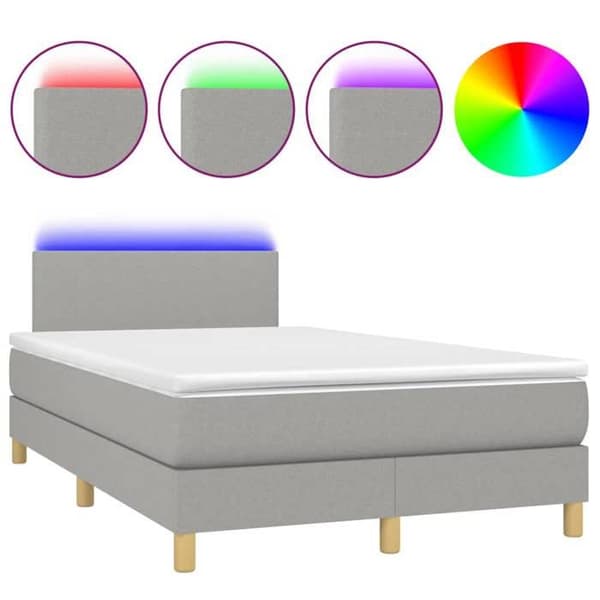 Maison Exclusive - Madras med lameller og LED lys, lysegrå 120x190 cm stof
