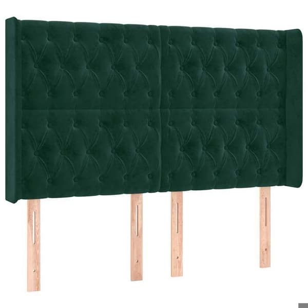 Maison Exclusive - Päätylevy korvilla Tummanvihreä 147x16x118/128 cm Sametti