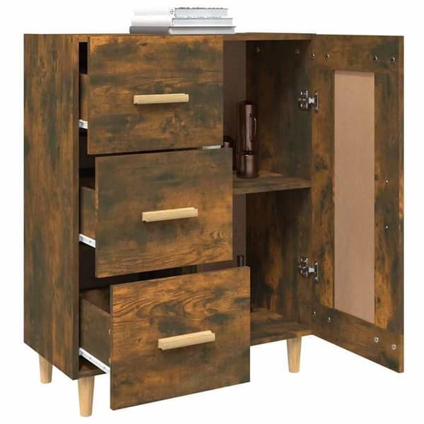 Maison Exclusive - Buffet Røget Eg 69,5x34x90 cm Ingeniørtræ