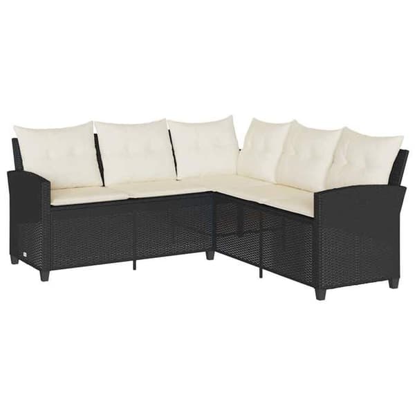 Maison Exclusive - 6-delt have-sofa sæt med L-formede puder i sort flettet harv.