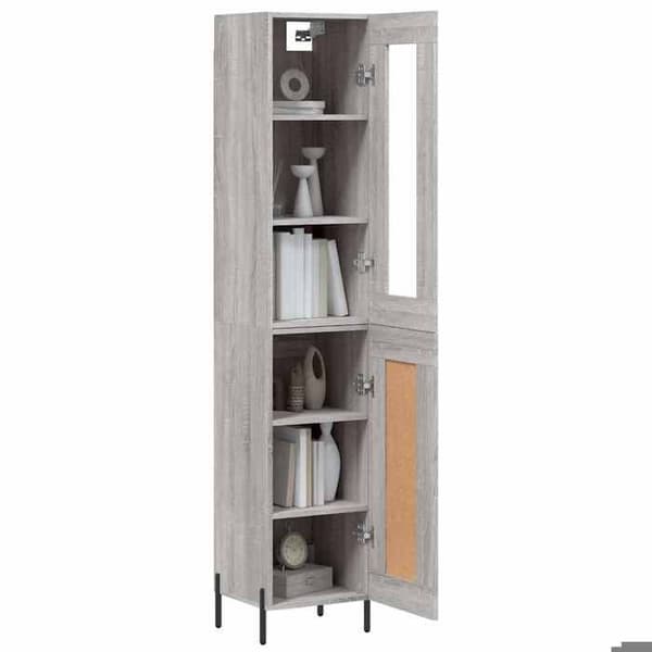 Maison Exclusive - Buffé hög Sonoma grå 34,5x34x180 cm Ingenjörsträ
