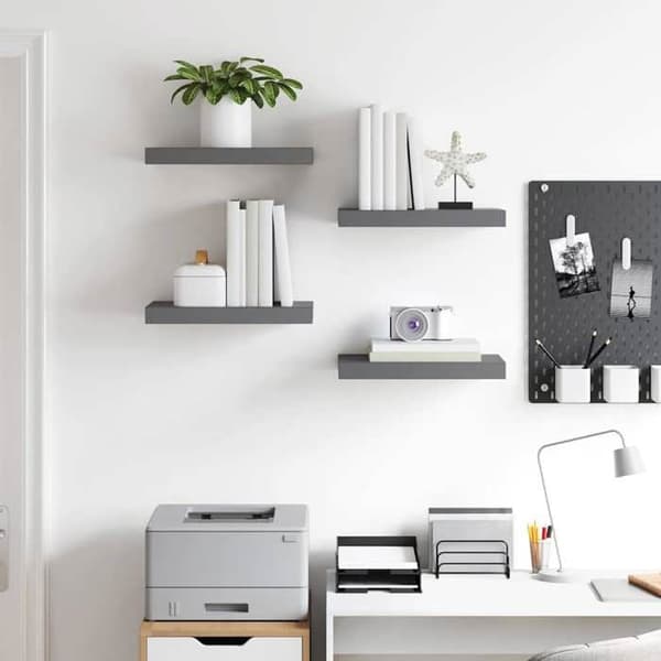 Maison Exclusive - Flydende væghylde 4 stk Grå glans 40x23,5x3,8 cm MDF