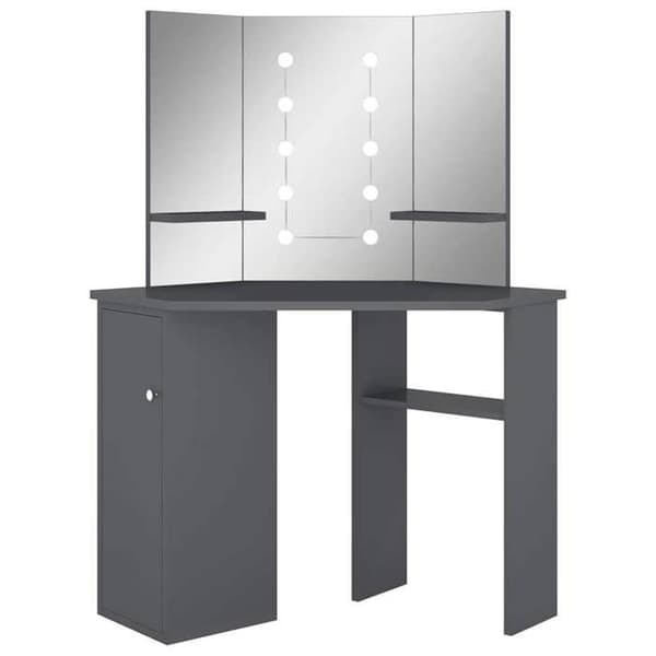 Maison Exclusive - Kulmakeittiö peili LED-valolla Harmaa 111x54x141,5 cm