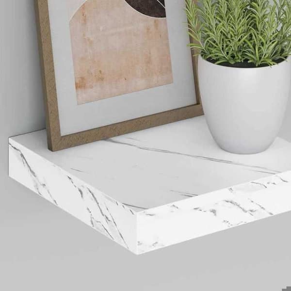 Maison Exclusive - Vägghylla 2 st Marmor vit 23 x 23,5 x 3,8 cm