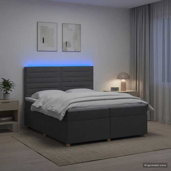 Maison Exclusive - Boxspring säng med madrass Mörkgrå 200 x 200 cm Tyg Mörkgrå